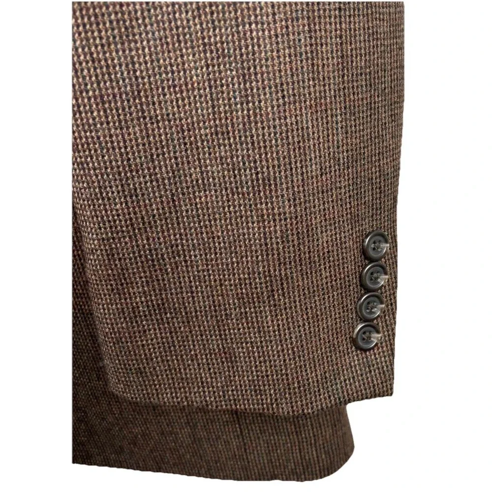 Chaps Ralph Lauren Sport Coat Mens 44R Brown Blue Lambs Wool Herringbone Blazer